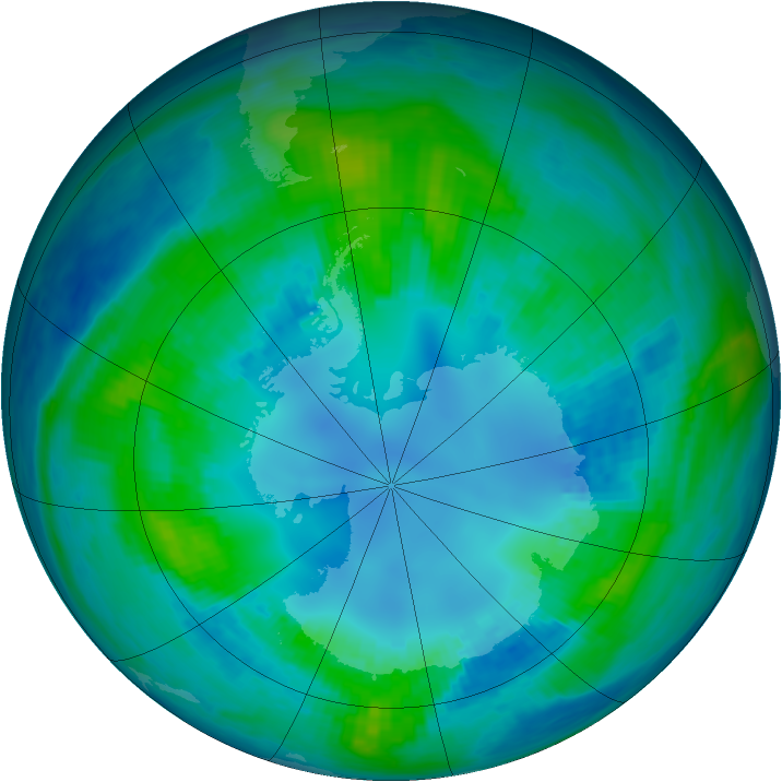Antarctic ozone map for 25 April 1988